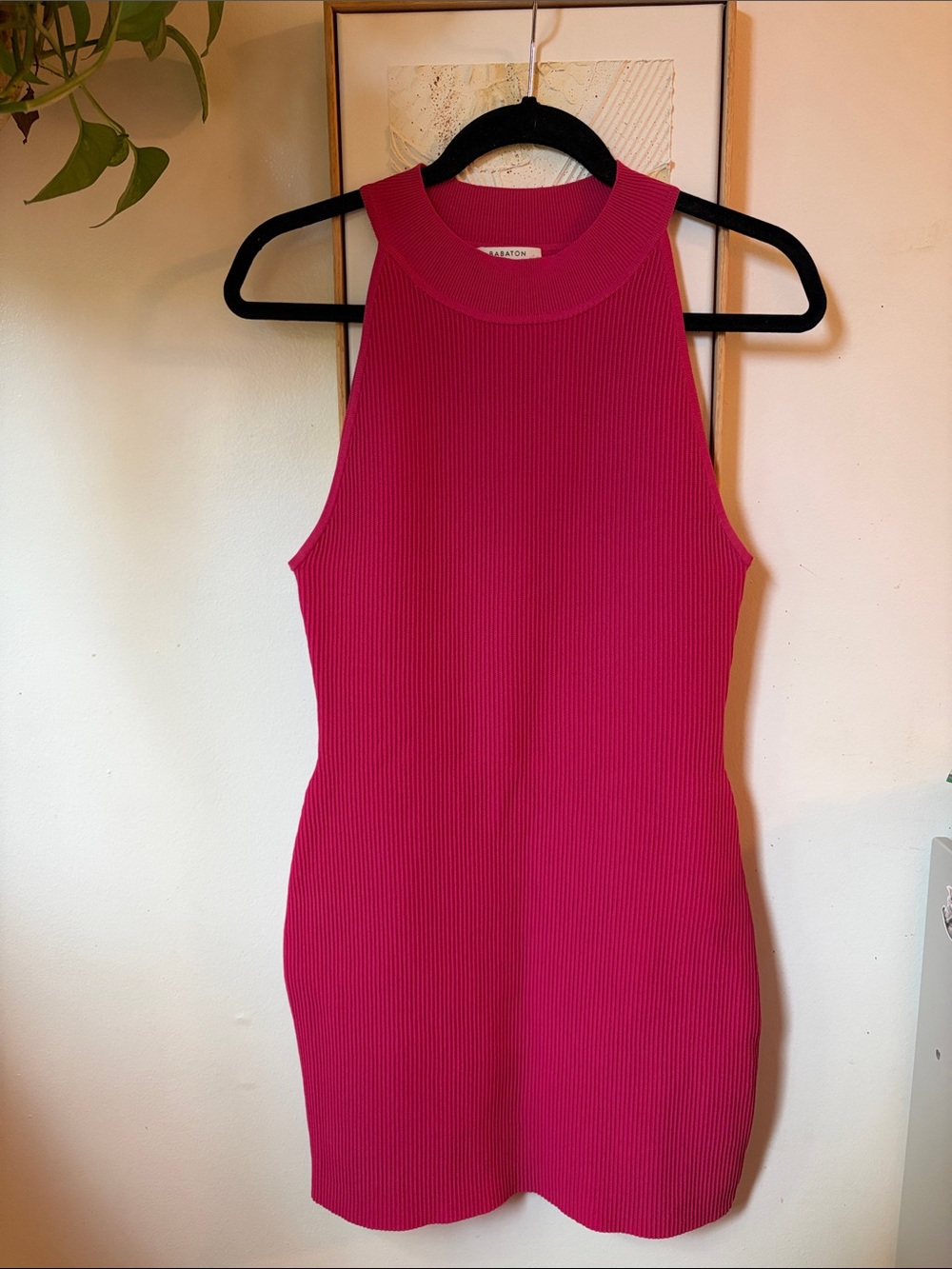 Babaton Sleeveless Ribbed Knit Dress in Hot Pink